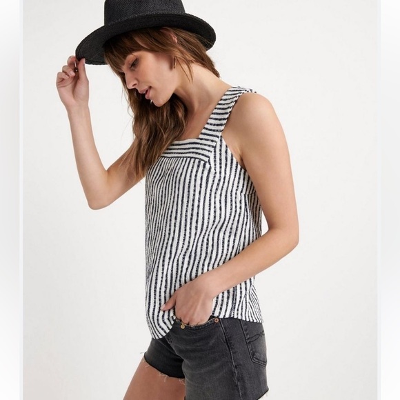 LUCKY BRAND Square Neck Striped Tank Top - Picture 1 of 11